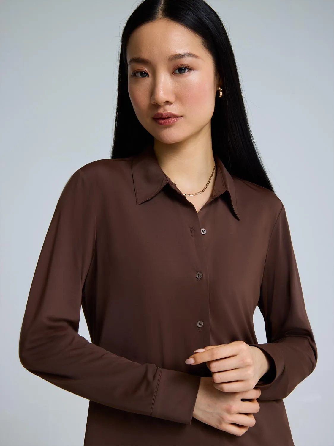 Long Sleeve Button-Up Blouse sold by Suzy Shier product image thumbnail 3