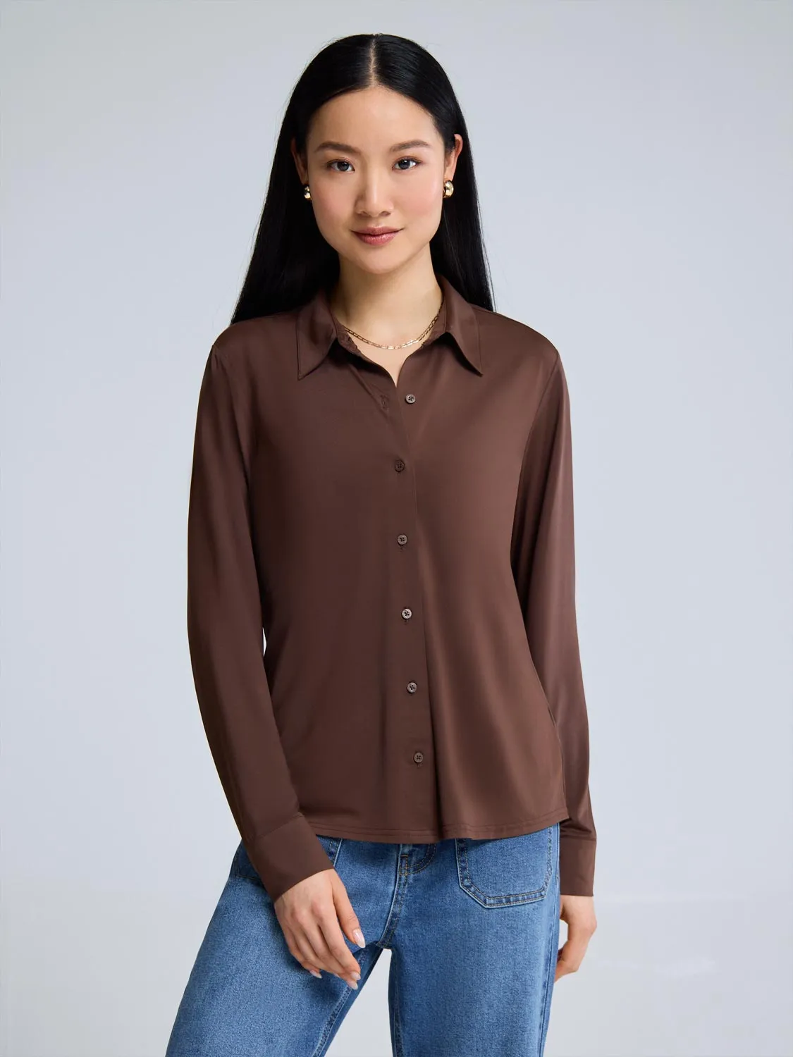 Long Sleeve Button-Up Blouse sold by Suzy Shier