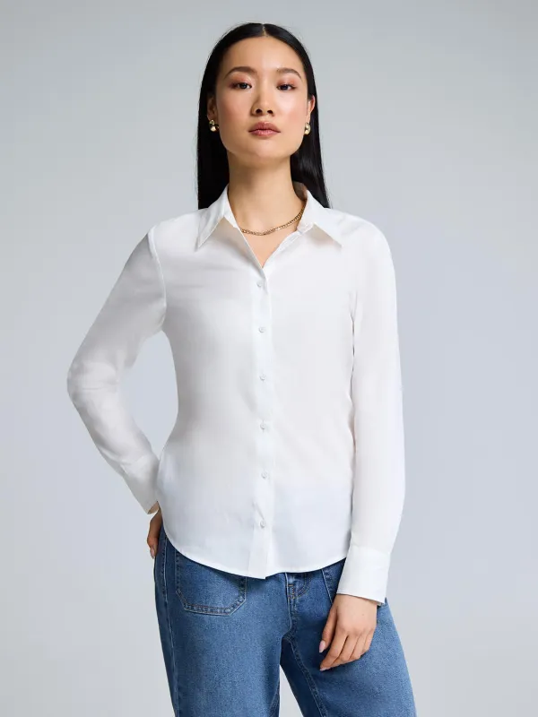 Cotton Blend Button-Up Blouse sold by Suzy Shier