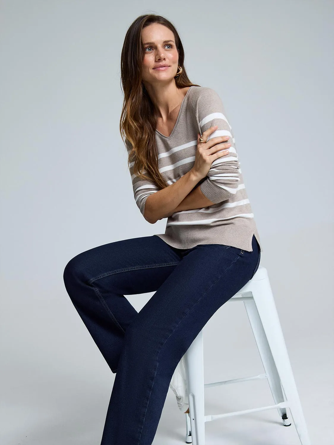 V-Neck Striped Sweater sold by Suzy Shier product image thumbnail 4