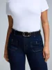 Faux Leather Gold Buckle Belt sold by Suzy Shier