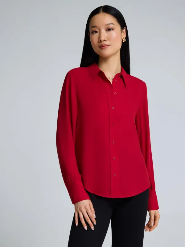 Button-Front Chiffon Blouse sold by Suzy Shier