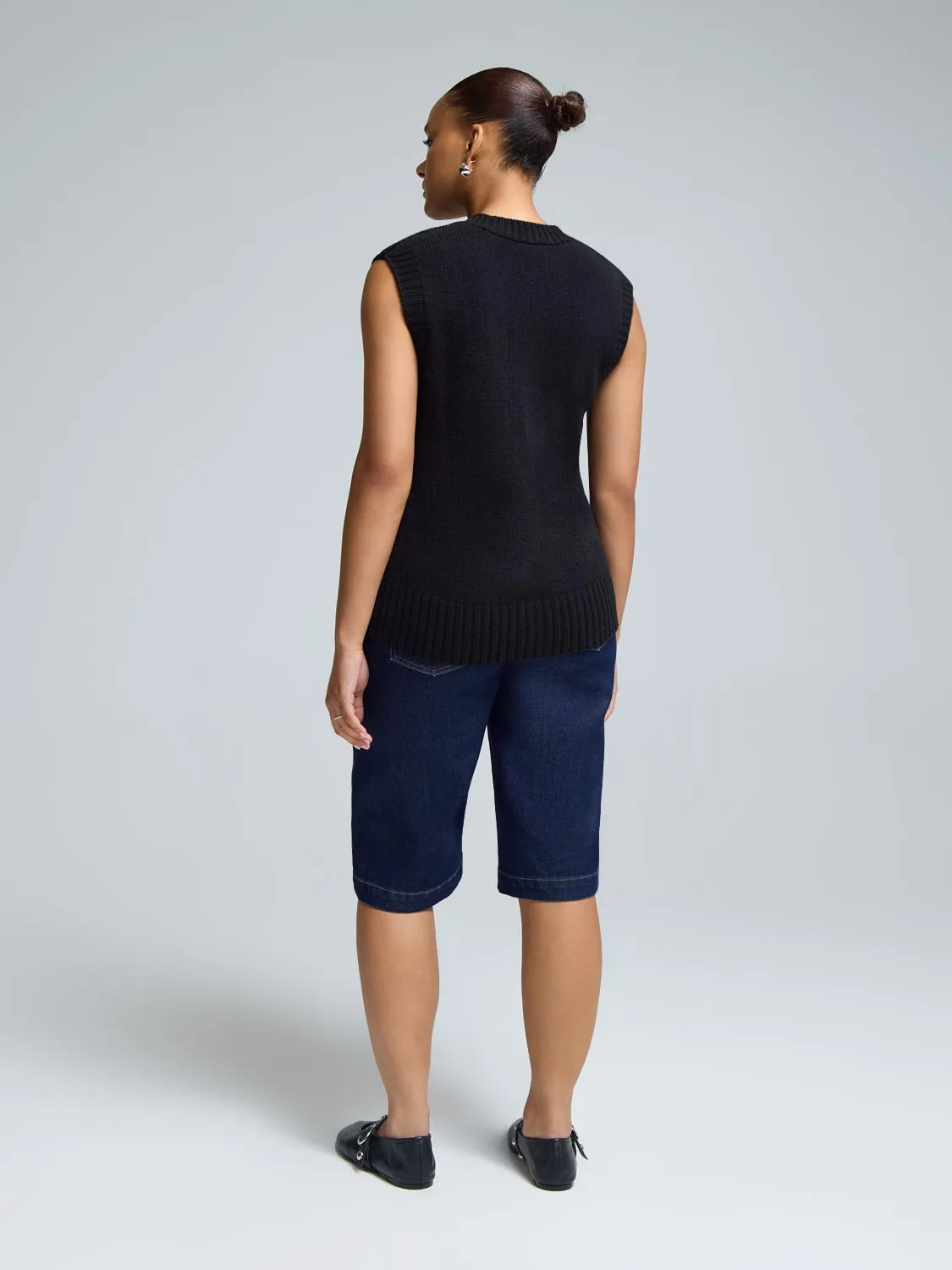 Wool Button-Front Sweater Vest sold by Suzy Shier product image thumbnail 3