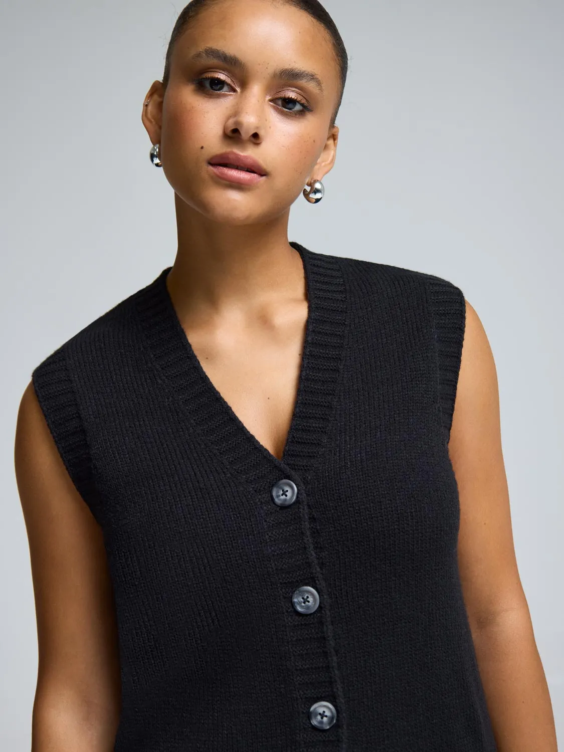 Wool Button-Front Sweater Vest sold by Suzy Shier product image thumbnail 2