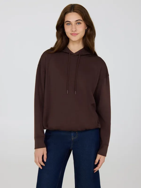 Bubble Hem Cloud Fleece Hoodie sold by Suzy Shier