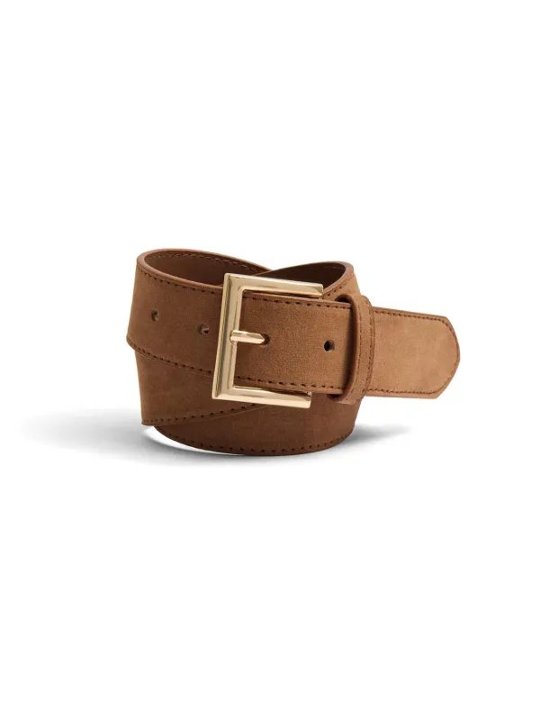Faux Suede Gold Buckle Belt sold by Suzy Shier