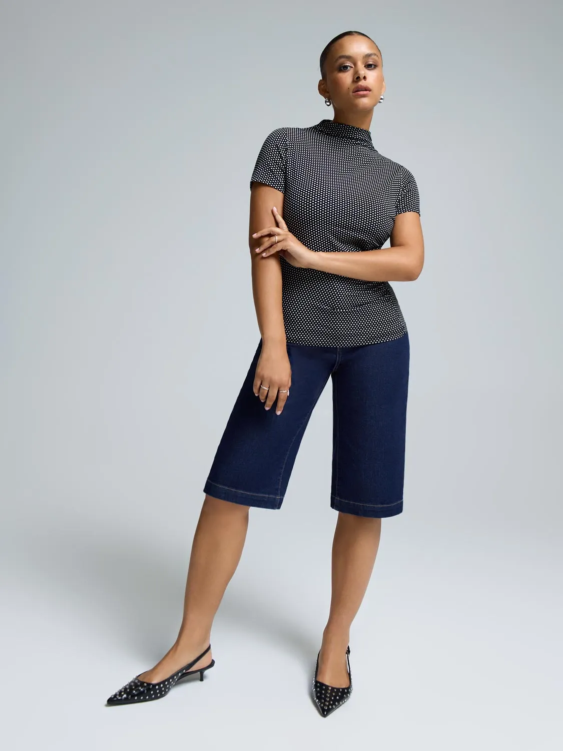 Funnel Neck Polka-Dot Top sold by Suzy Shier product image thumbnail 2