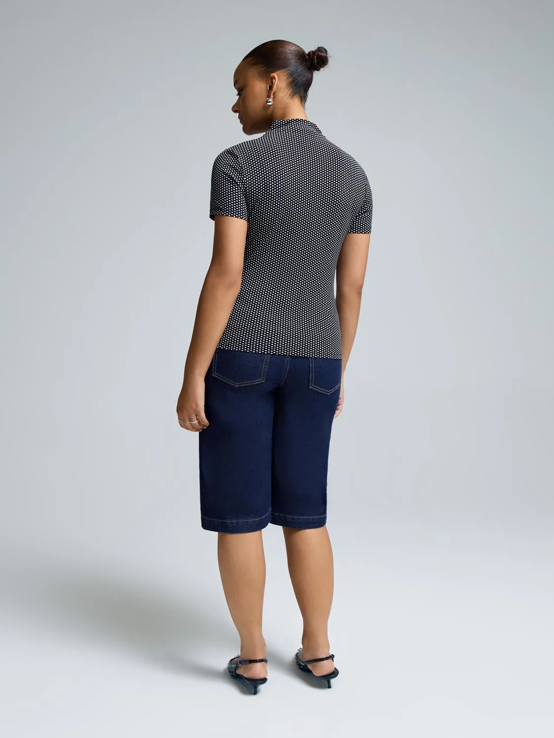 Funnel Neck Polka-Dot Top sold by Suzy Shier product image thumbnail 4