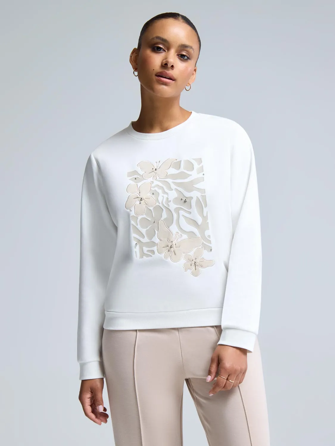 Floral Embroidered Fleece Sweatshirt sold by Suzy Shier