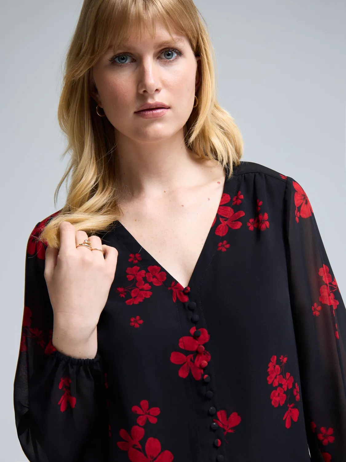 Button-Up Floral Blouse sold by Suzy Shier product image thumbnail 2