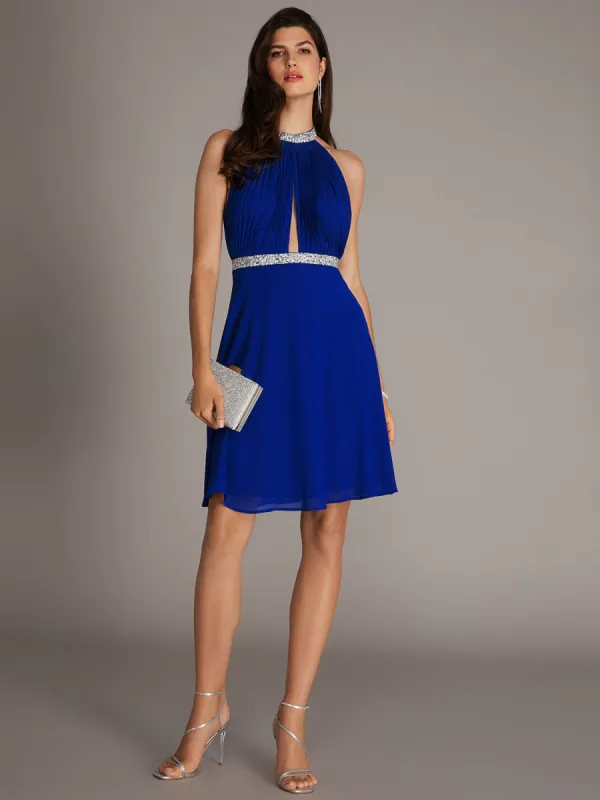 Halter Top Chiffon Fit & Flare Knee Length Dress sold by Suzy Shier
