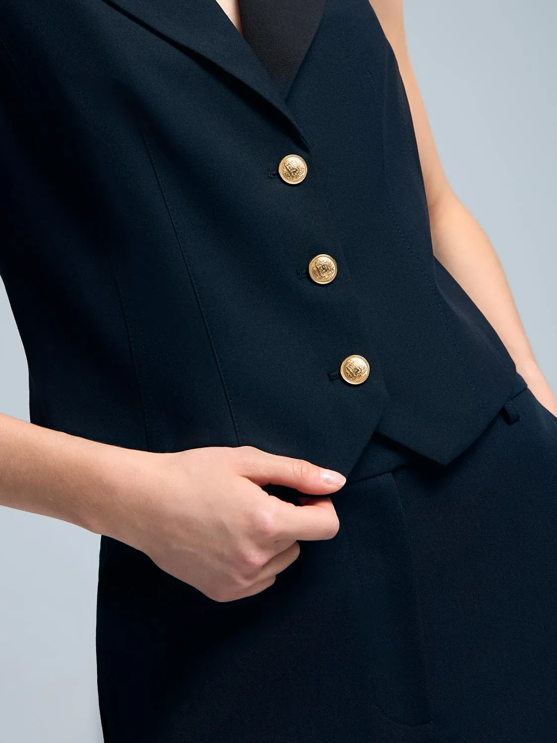 Button-Up Collared Vest sold by Suzy Shier product image thumbnail 3