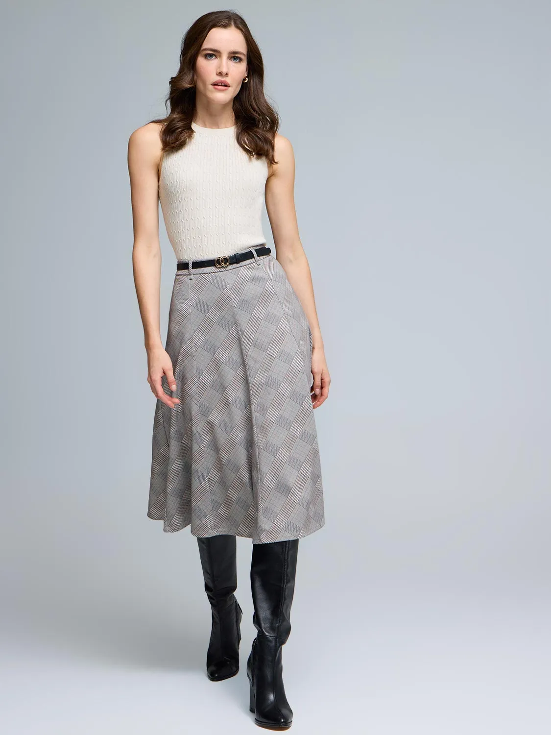 Belted Plaid Midi Skirt sold by Suzy Shier product image thumbnail 4