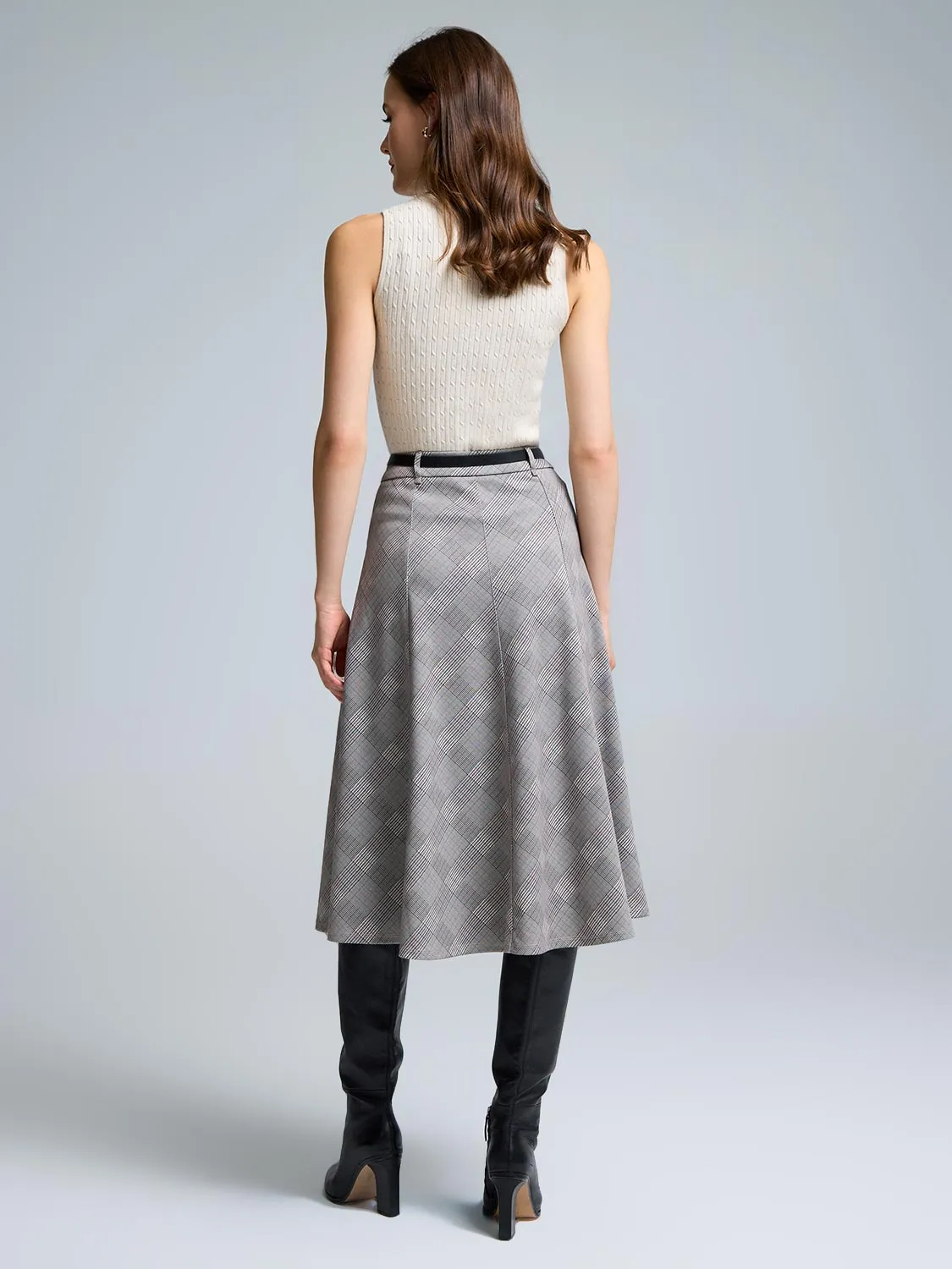 Belted Plaid Midi Skirt sold by Suzy Shier product image thumbnail 5