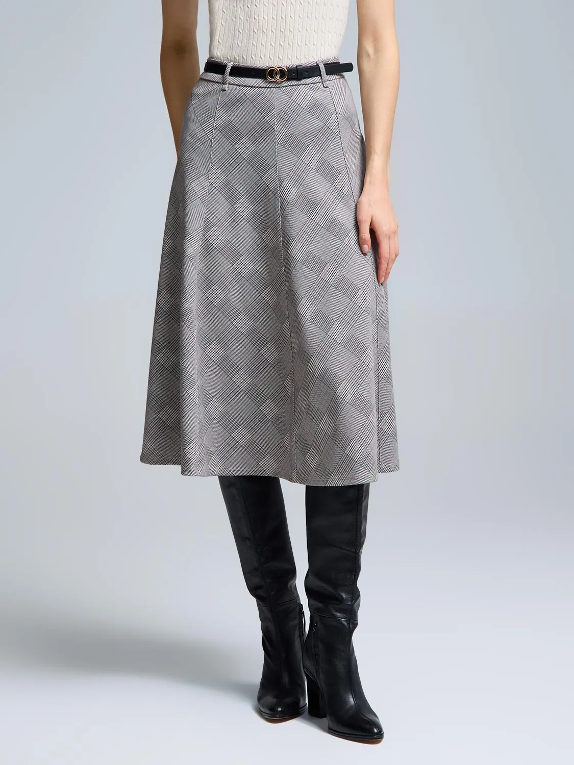 Belted Plaid Midi Skirt sold by Suzy Shier product image thumbnail 2