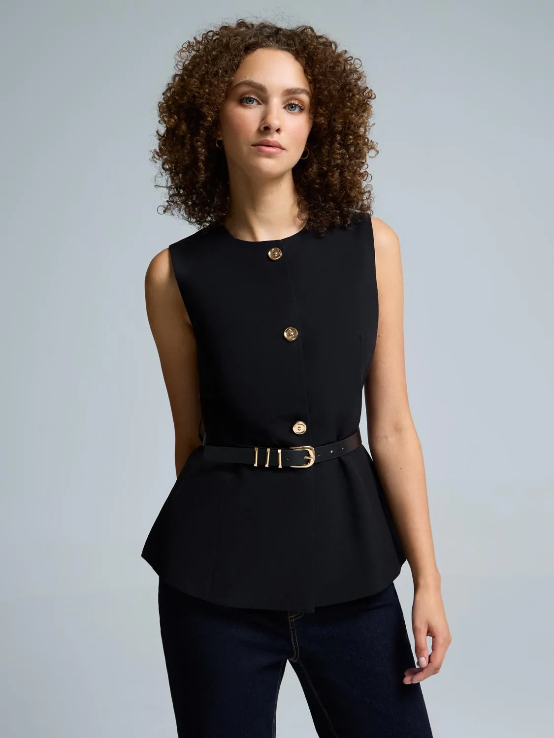 Button-Up Peplum Blazer Vest sold by Suzy Shier product image thumbnail 3