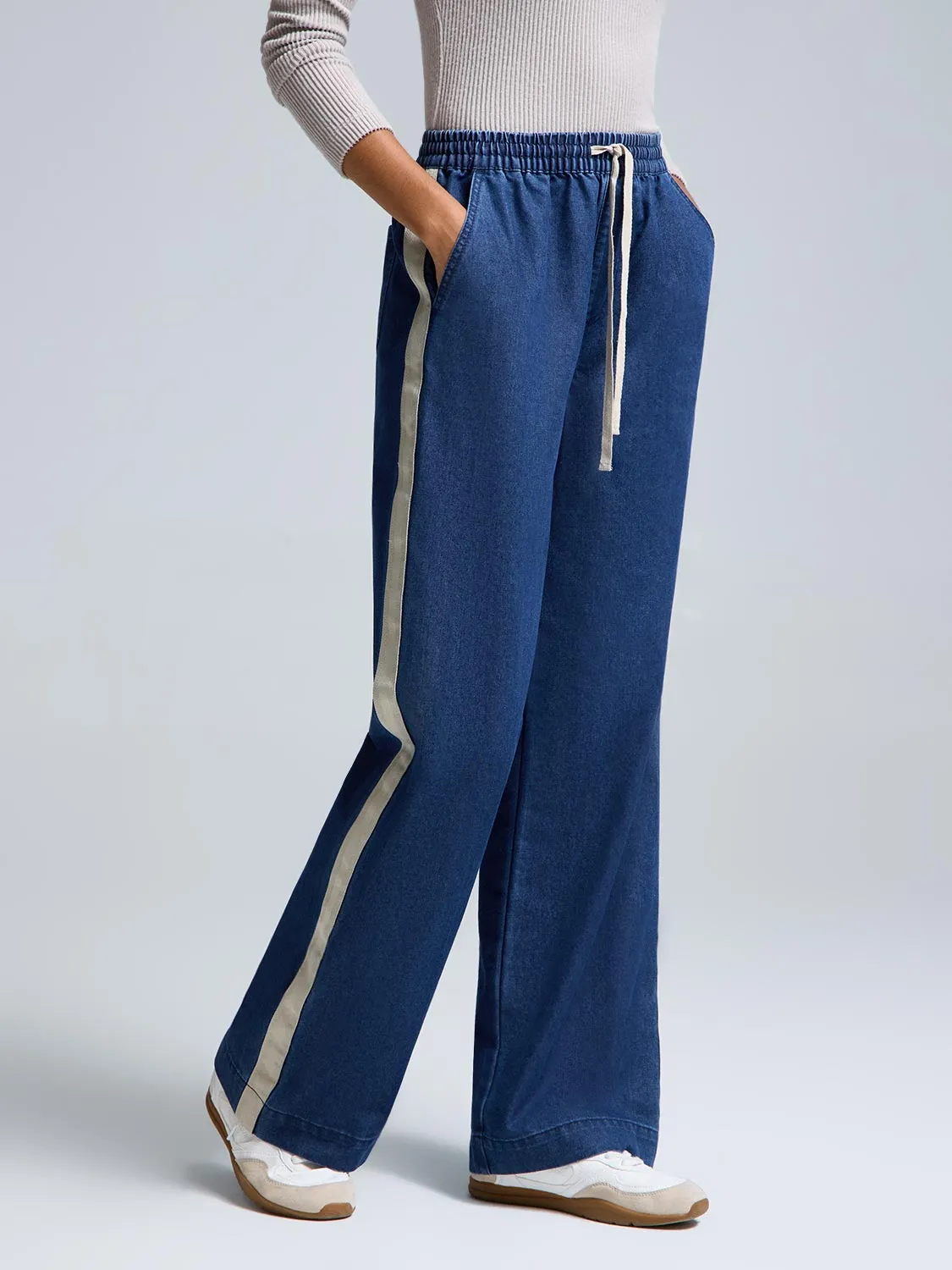 Drawstring Wide-Leg Denim Pants sold by Suzy Shier product image thumbnail 2