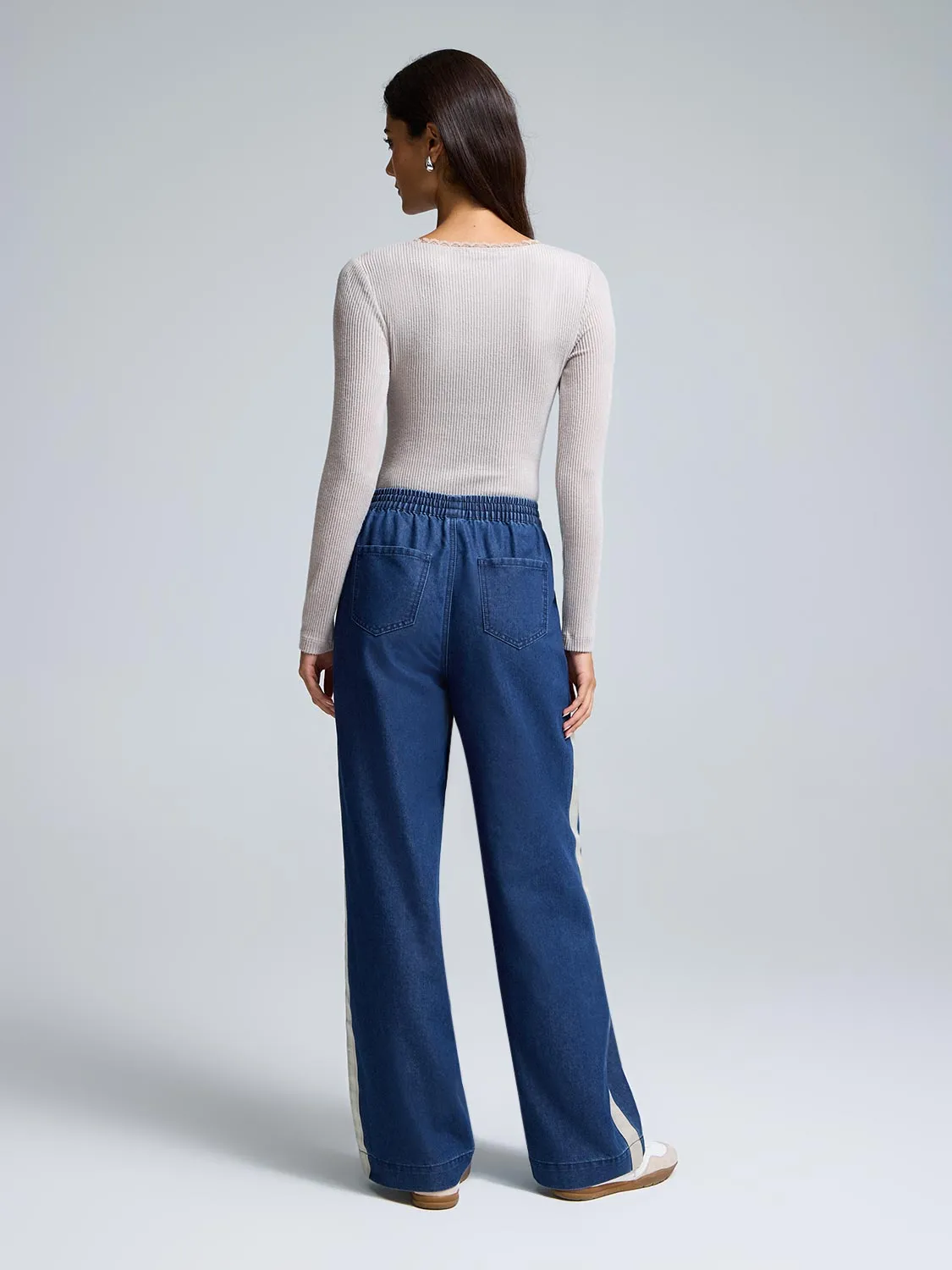 Drawstring Wide-Leg Denim Pants sold by Suzy Shier product image thumbnail 4