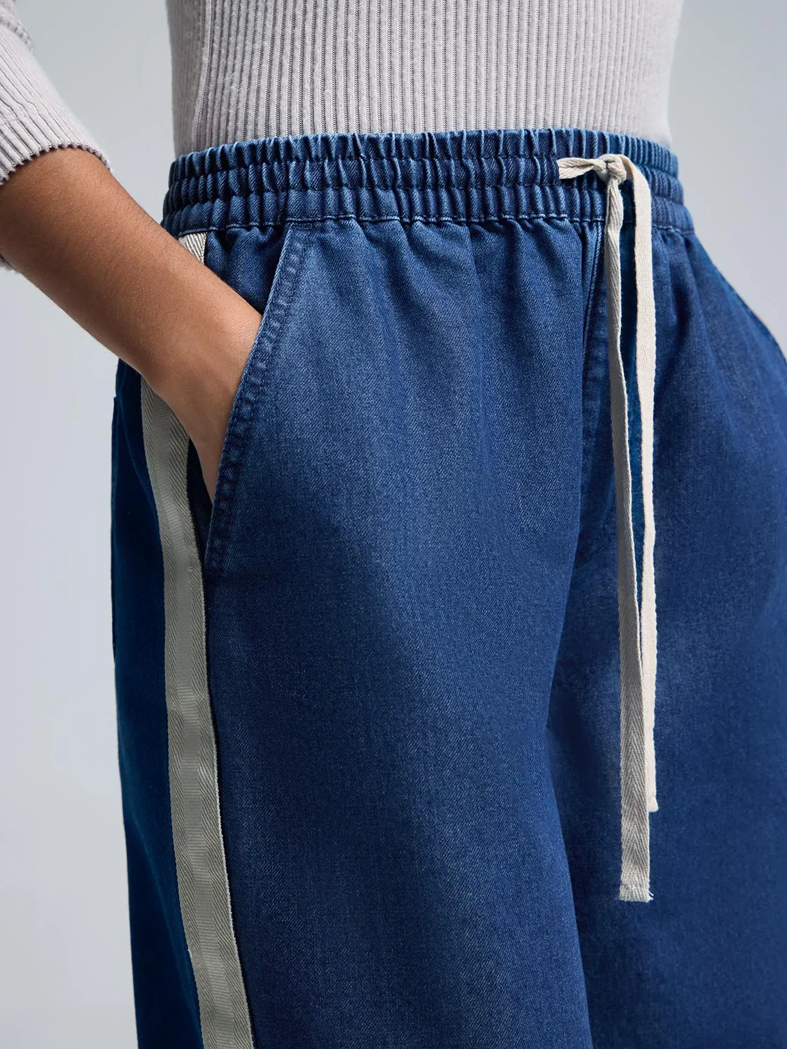 Drawstring Wide-Leg Denim Pants sold by Suzy Shier product image thumbnail 3