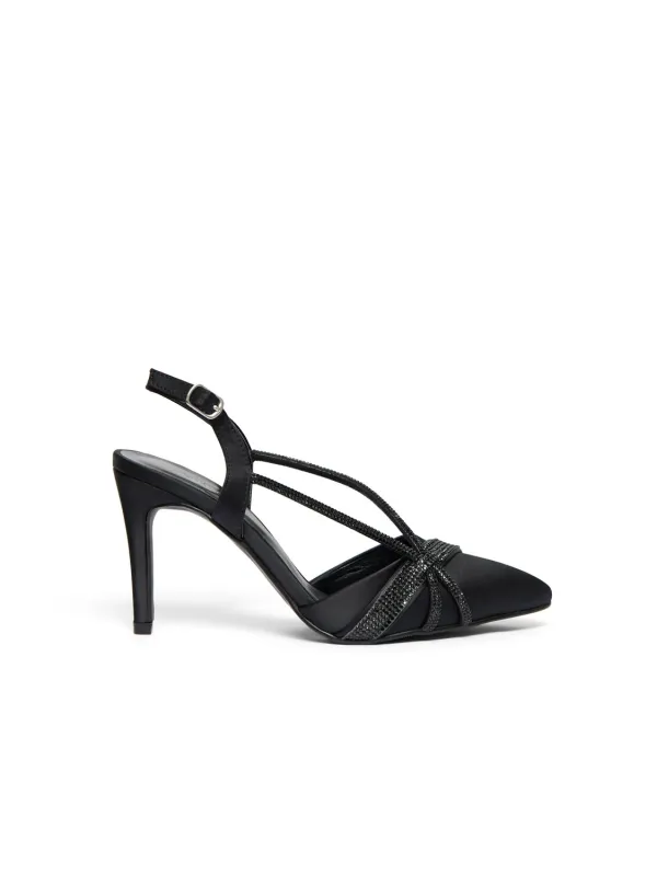 Satin High Heel With Jewel Embellishments sold by Suzy Shier