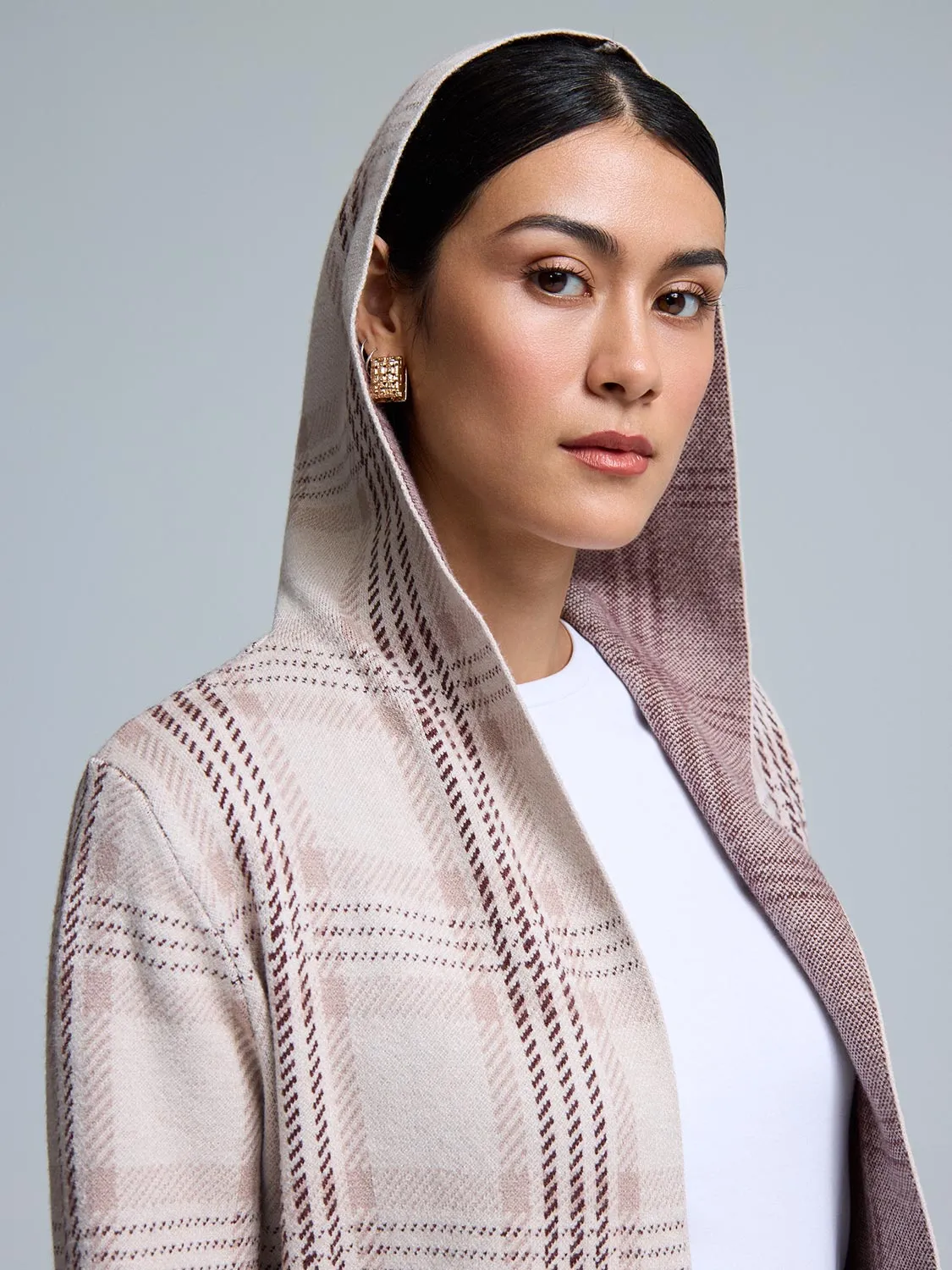 Hooded Plaid Coatigan sold by Suzy Shier product image thumbnail 3