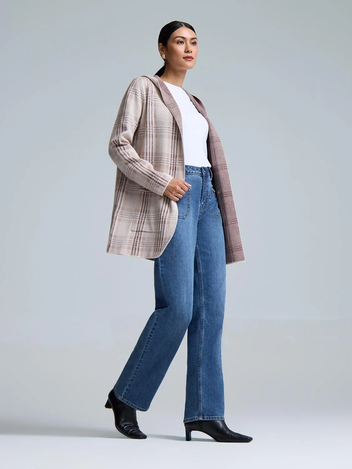 Hooded Plaid Coatigan sold by Suzy Shier