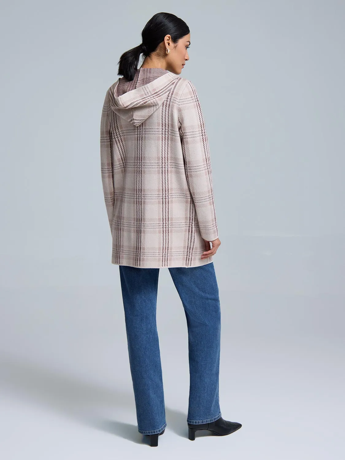 Hooded Plaid Coatigan sold by Suzy Shier product image thumbnail 4