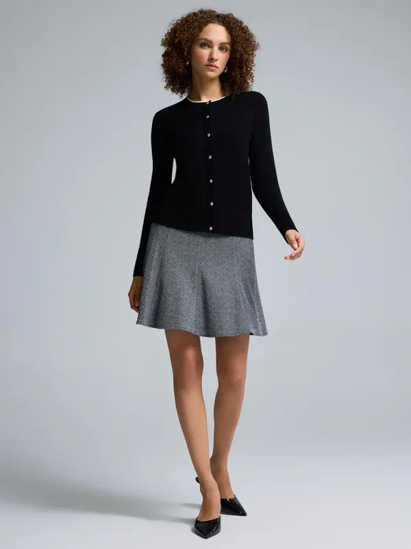 Herringbone Pleated Mini Skirt sold by Suzy Shier