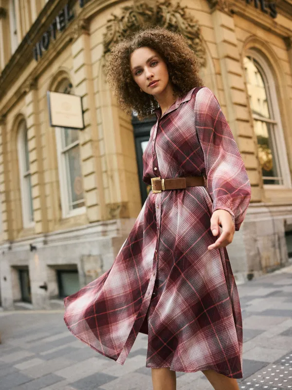 Metallic Plaid Midi Shirt Dress sold by Suzy Shier