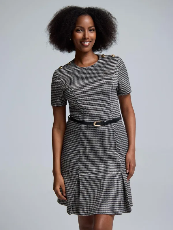 Belted Mini Check Dress sold by Suzy Shier