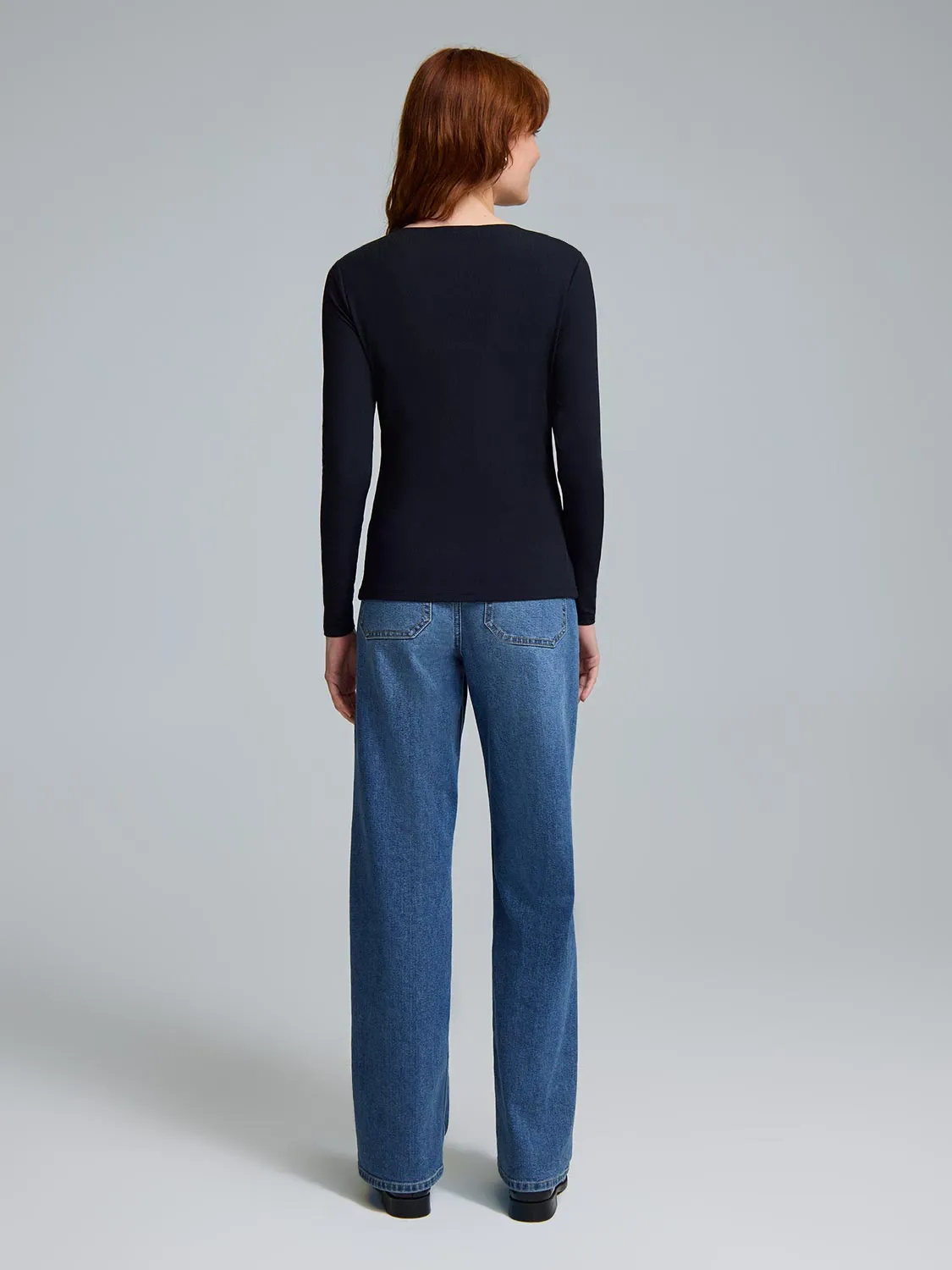 Double Layer Crew Neck Ribbed Top sold by Suzy Shier product image thumbnail 4