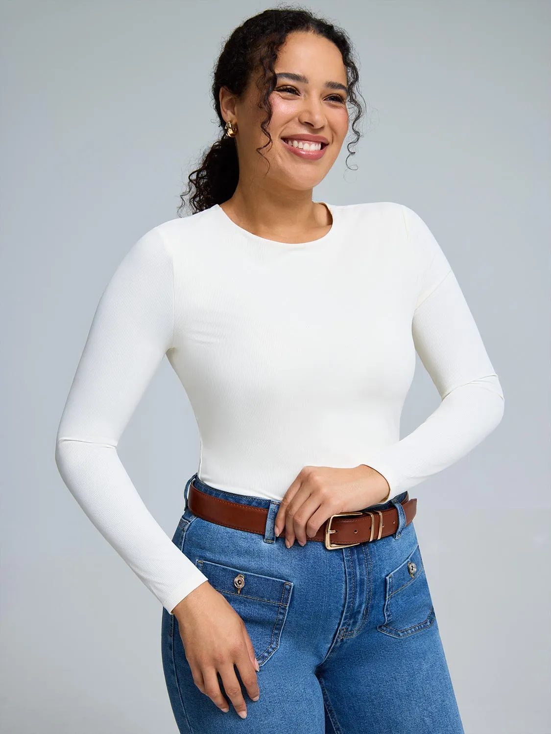 Double Layer Crew Neck Ribbed Top sold by Suzy Shier product image thumbnail 5