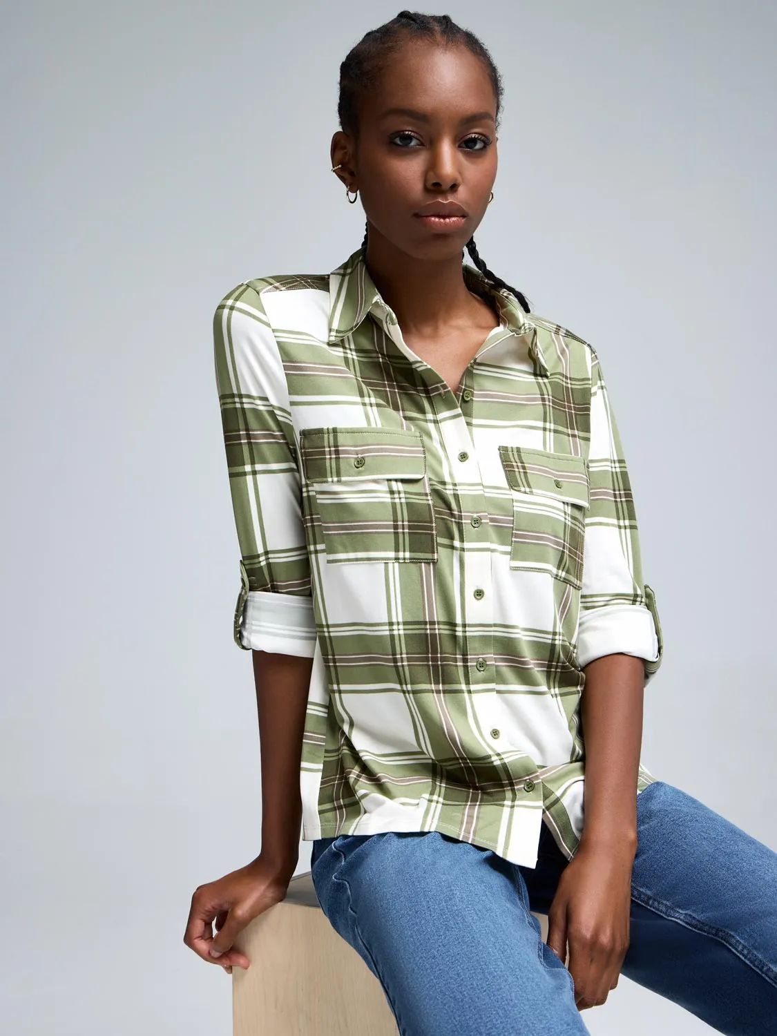 Plaid Button-Up Shirt sold by Suzy Shier product image thumbnail 2