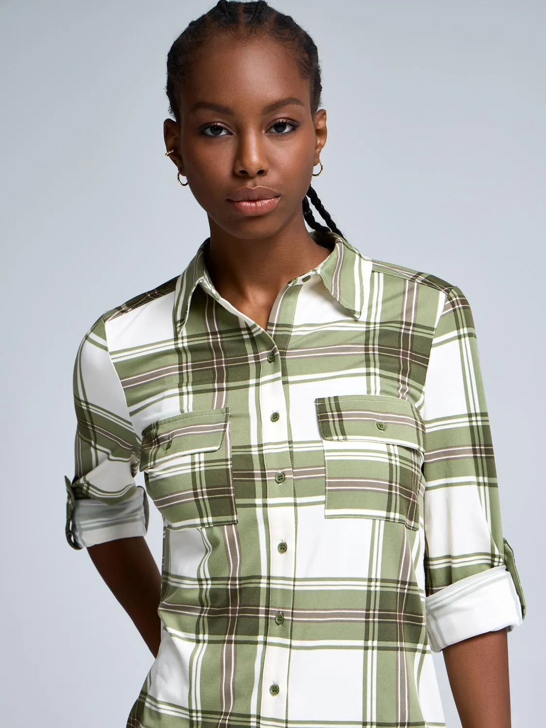 Plaid Button-Up Shirt sold by Suzy Shier product image thumbnail 3