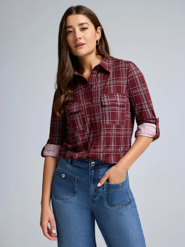 Plaid Button-Up Shirt sold by Suzy Shier