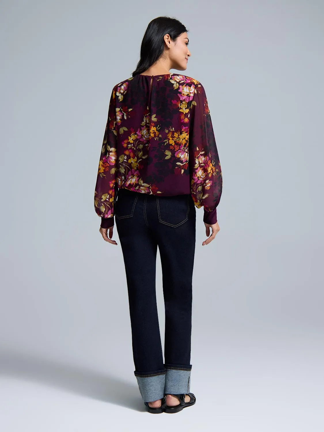 Floral Chiffon Popover Top sold by Suzy Shier product image thumbnail 4
