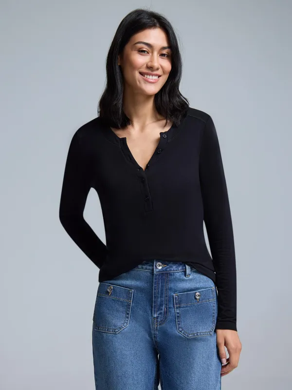 Jersey Henley Top sold by Suzy Shier