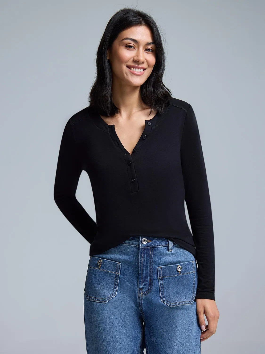 Jersey Henley Top sold by Suzy Shier