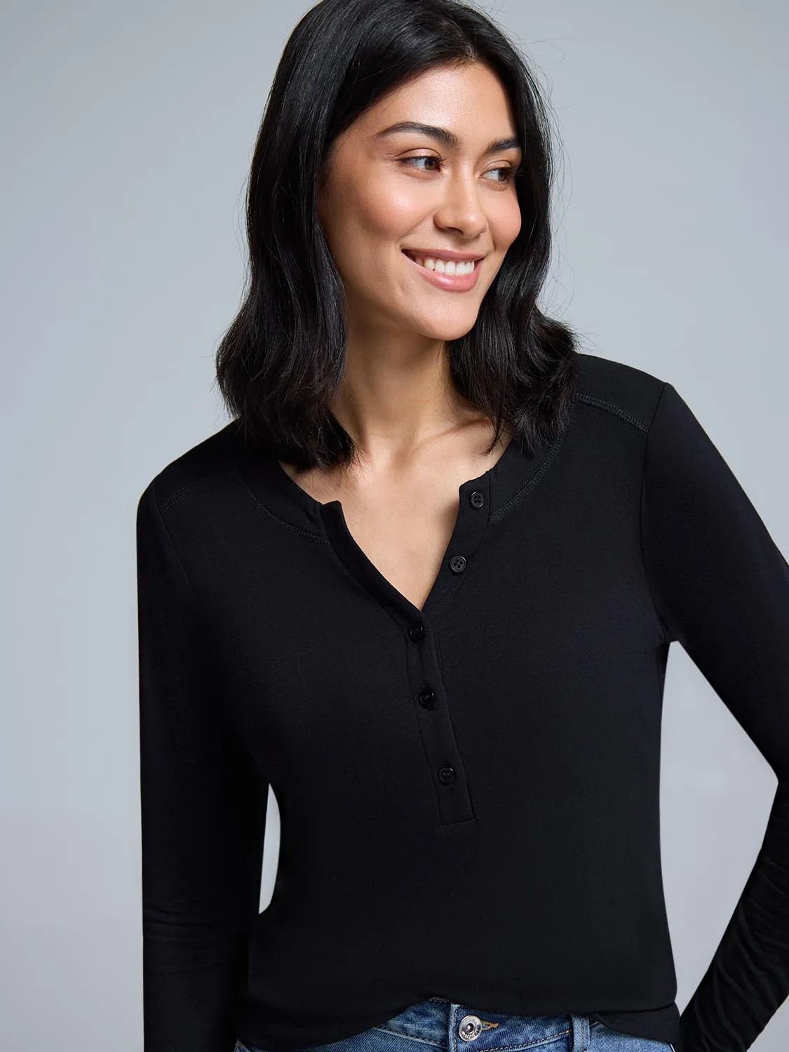 Jersey Henley Top sold by Suzy Shier product image thumbnail 2