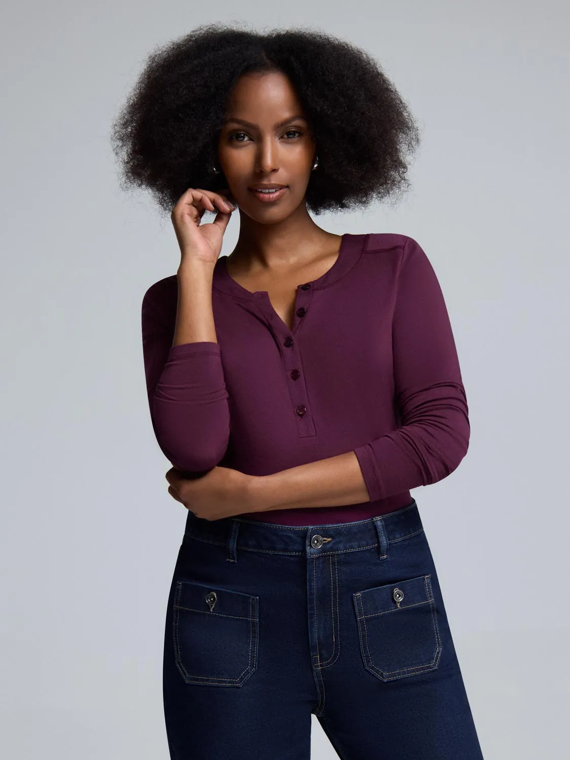 Jersey Henley Top sold by Suzy Shier product image thumbnail 4