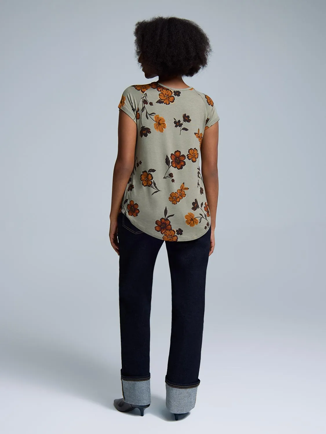 Short Raglan Sleeve Floral T-Shirt sold by Suzy Shier product image thumbnail 3