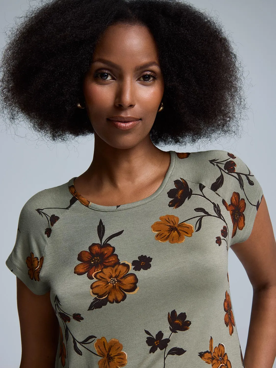 Short Raglan Sleeve Floral T-Shirt sold by Suzy Shier product image thumbnail 2