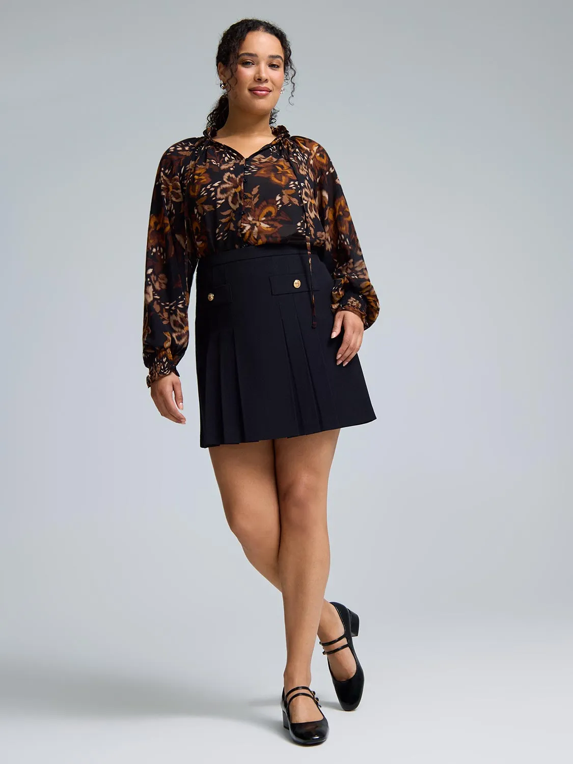 Floral Smocked Neck Chiffon Blouse sold by Suzy Shier product image thumbnail 2