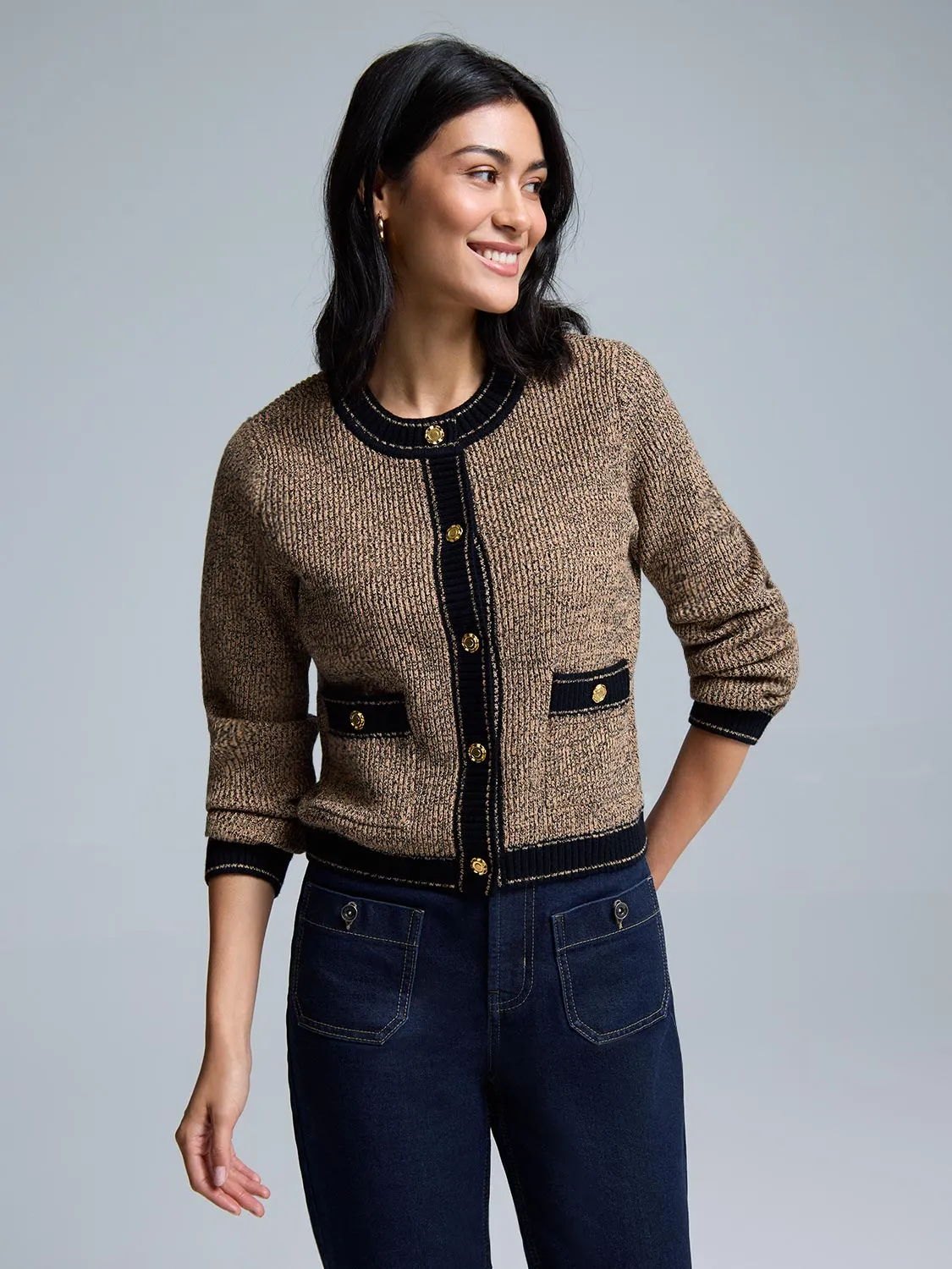 Metallic Button-Front Cardigan sold by Suzy Shier product image thumbnail 2