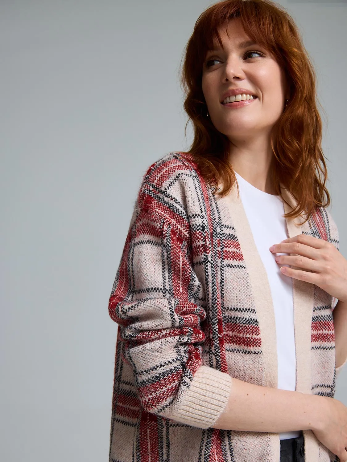 Grid Plaid Coatigan sold by Suzy Shier product image thumbnail 3