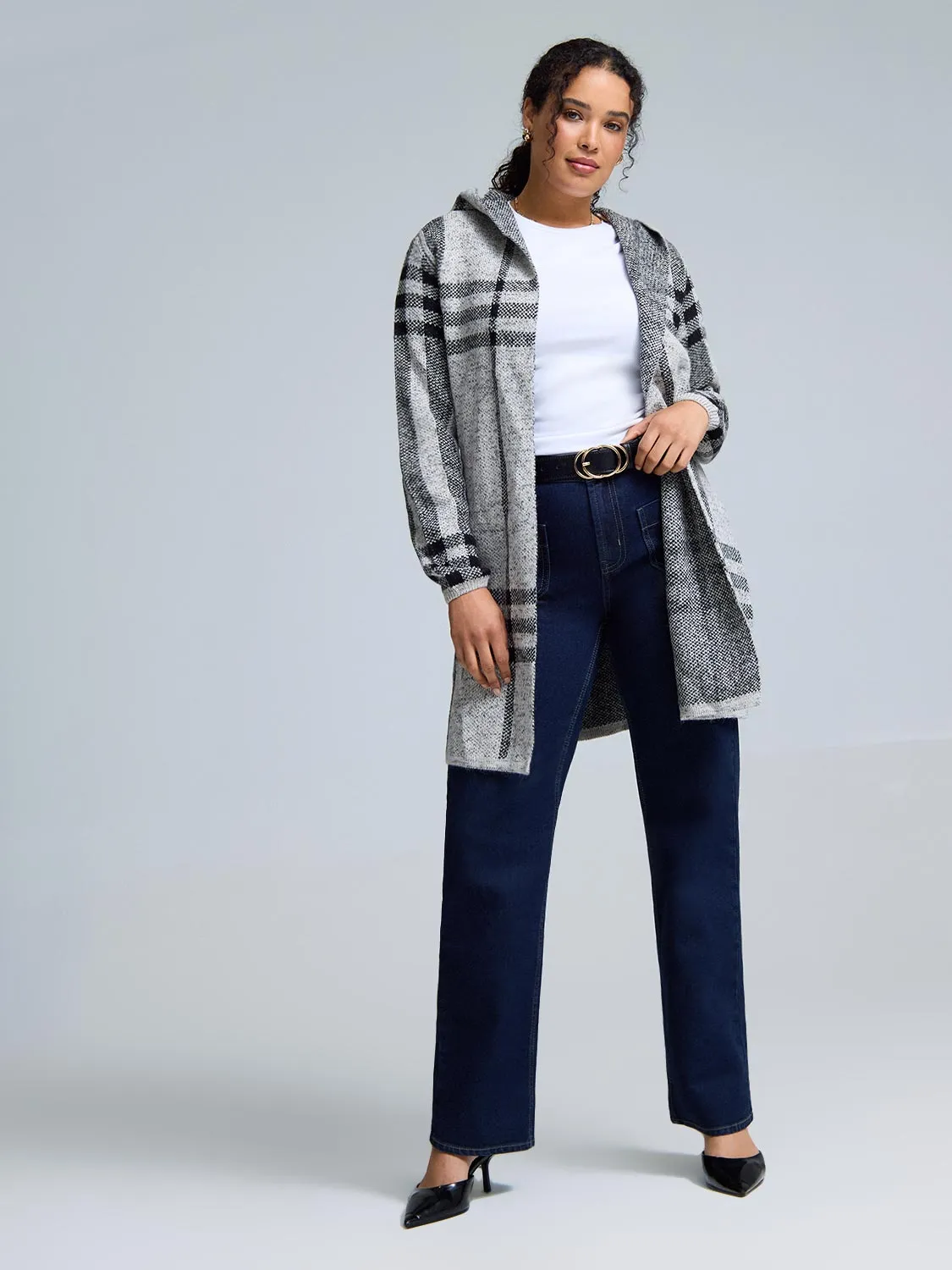 Hooded Plaid Coatigan sold by Suzy Shier