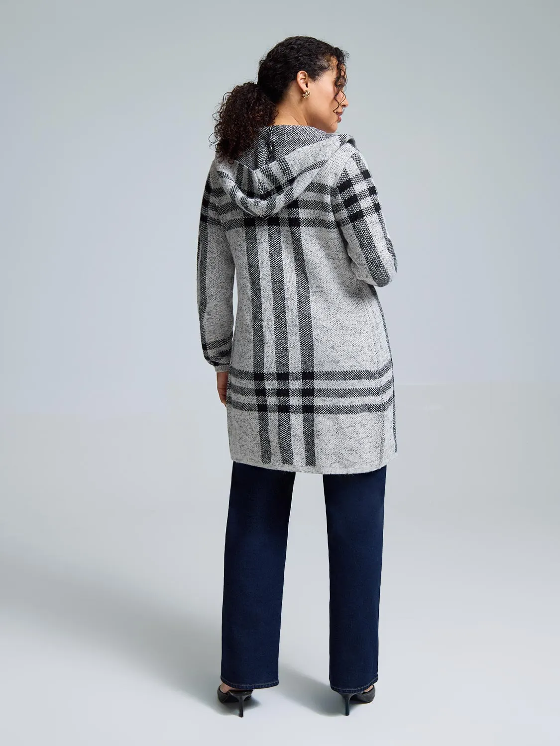 Hooded Plaid Coatigan sold by Suzy Shier product image thumbnail 4