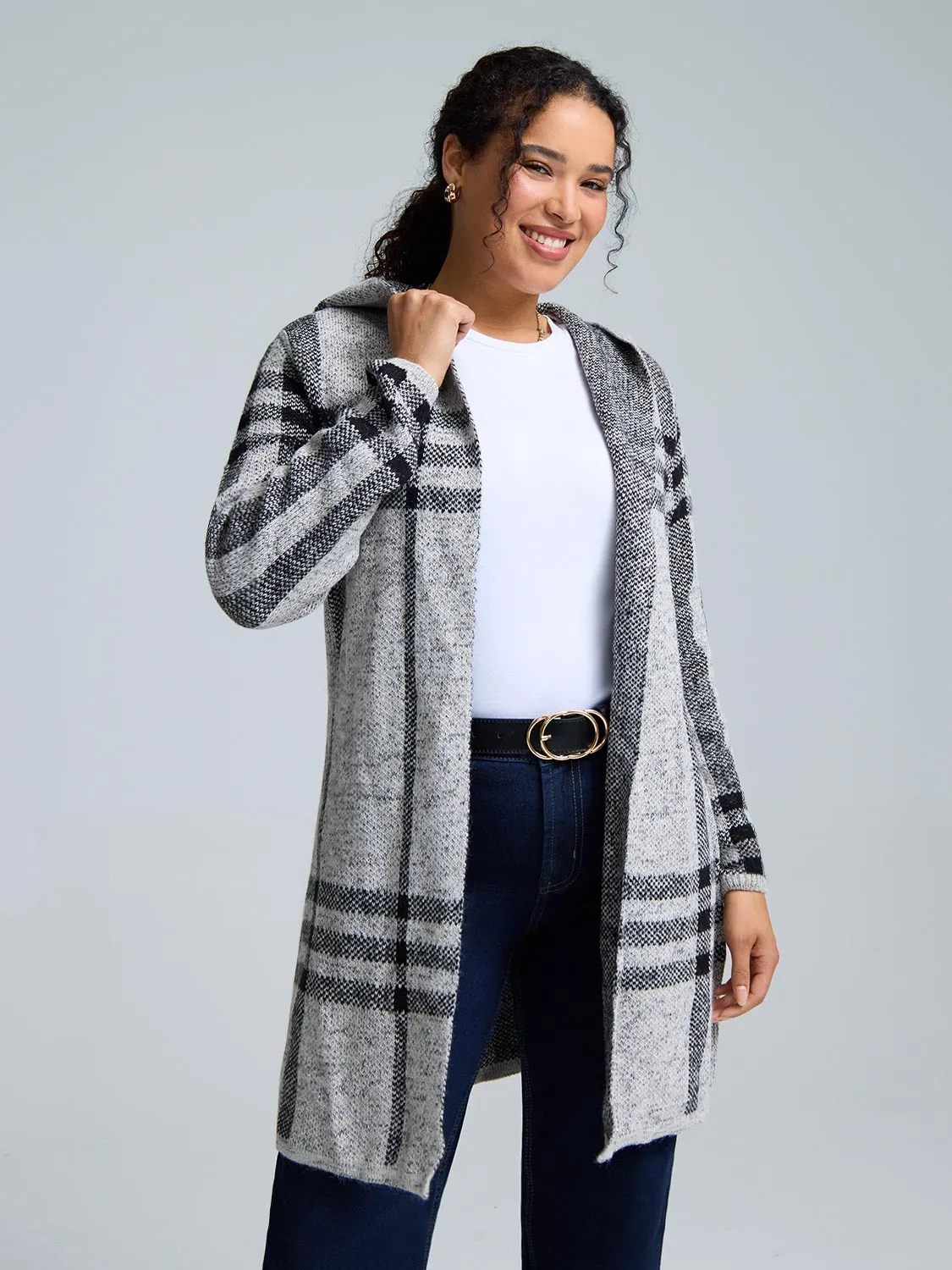 Hooded Plaid Coatigan sold by Suzy Shier product image thumbnail 2