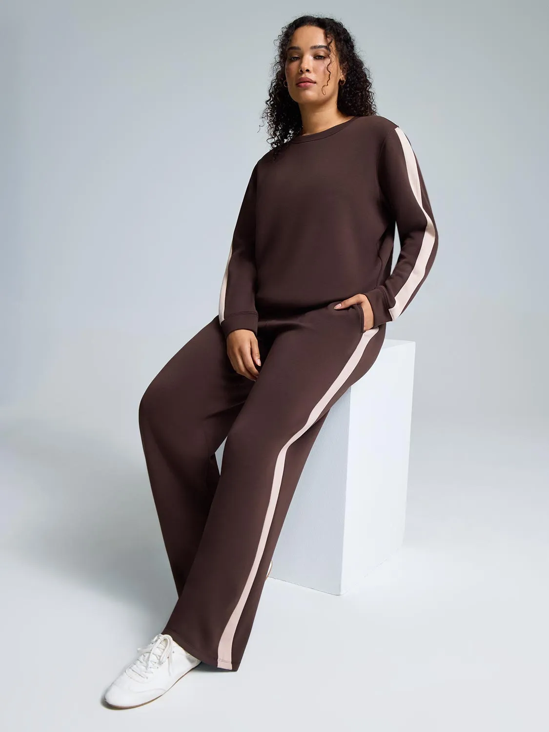 Cloud Fleece Contrast Stripe Wide-Leg Pants sold by Suzy Shier