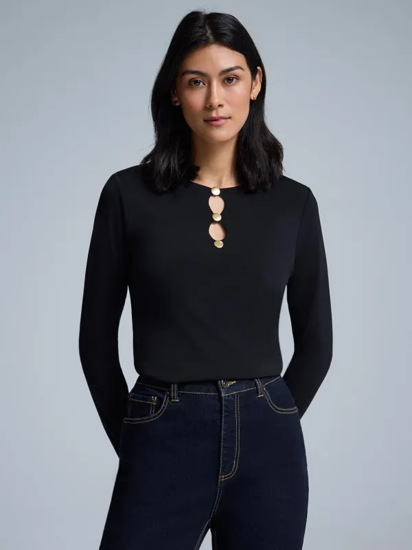 Front Keyhole Jersey Top sold by Suzy Shier